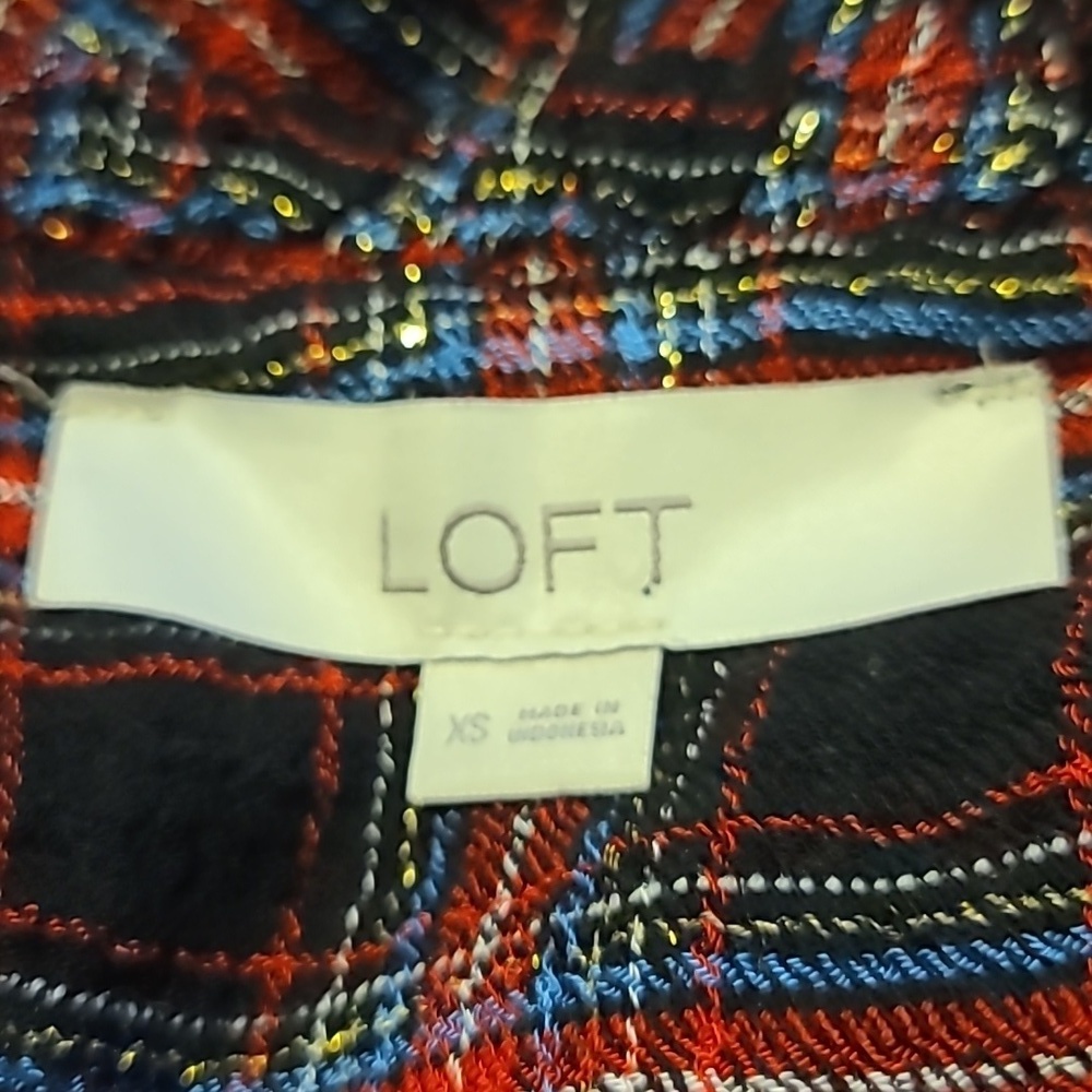 LOFT plaid metalic gold strip prairie dress - Picture 10 of 11